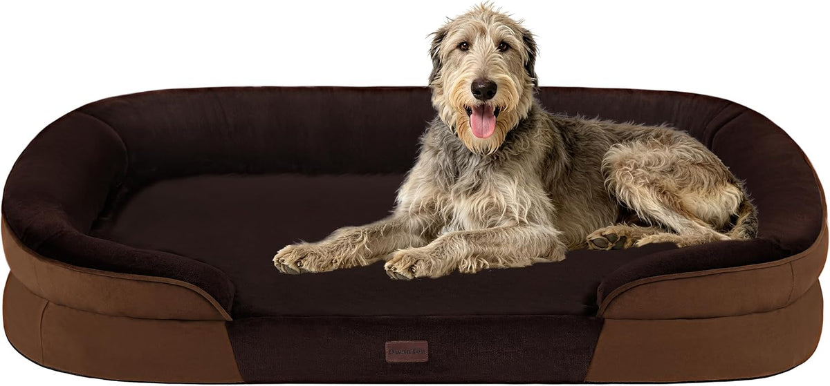 Orthopedic Waterproof Medium Dog Bed Sofa, Gel Memory Foam, 36" | Egg-Crate Foam Dog Sofa, Washable Pet Bed with Four Sided Bolster Cushion, Removable Cover & Non-Slip Bottom, Dark Grey