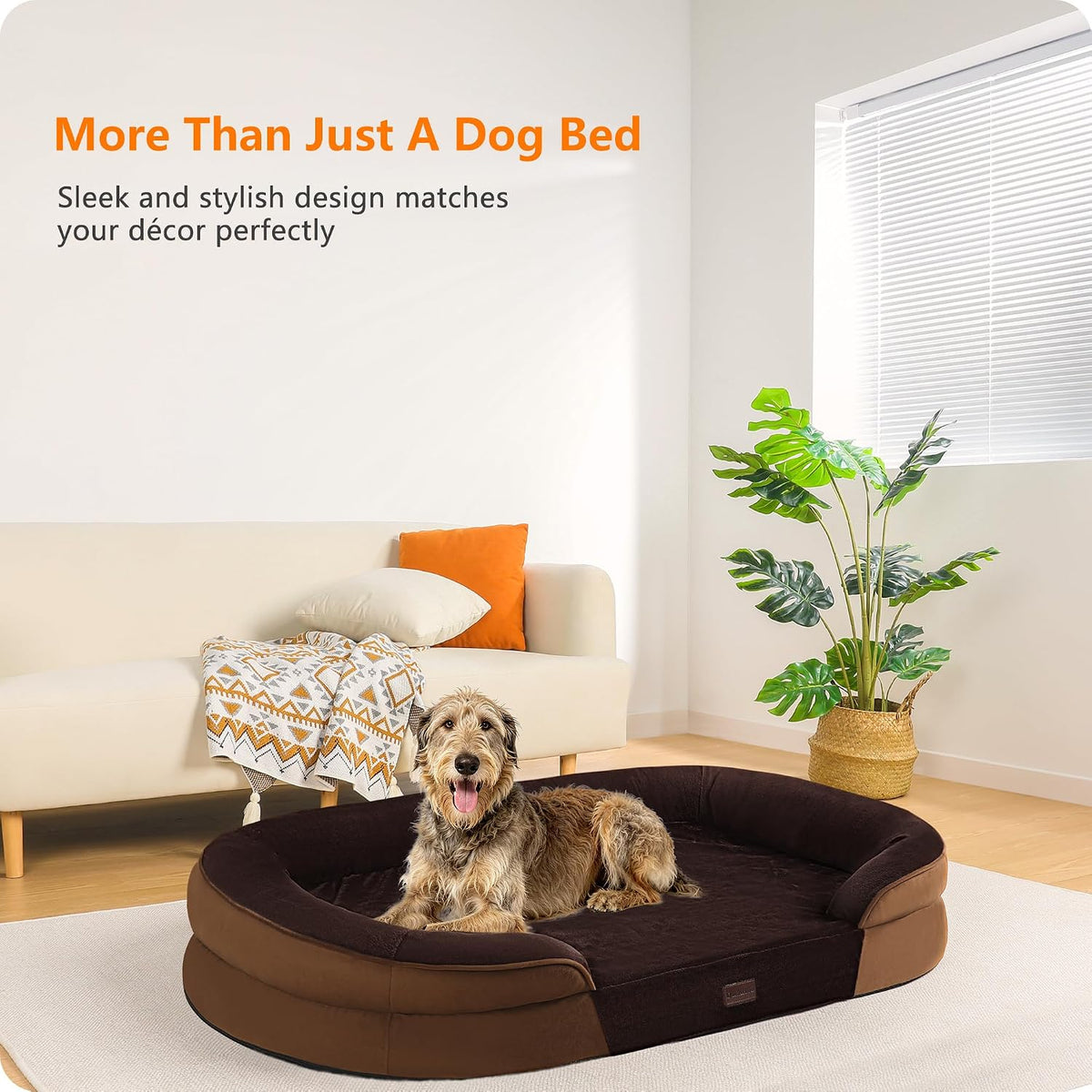 Orthopedic Waterproof Medium Dog Bed Sofa, Gel Memory Foam, 36" | Egg-Crate Foam Dog Sofa, Washable Pet Bed with Four Sided Bolster Cushion, Removable Cover & Non-Slip Bottom, Dark Grey