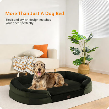 Orthopedic Waterproof Medium Dog Bed Sofa, Gel Memory Foam, 36" | Egg-Crate Foam Dog Sofa, Washable Pet Bed with Four Sided Bolster Cushion, Removable Cover & Non-Slip Bottom, Dark Grey