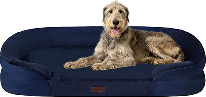 Orthopedic Waterproof Medium Dog Bed Sofa, Gel Memory Foam, 36" | Egg-Crate Foam Dog Sofa, Washable Pet Bed with Four Sided Bolster Cushion, Removable Cover & Non-Slip Bottom, Dark Grey