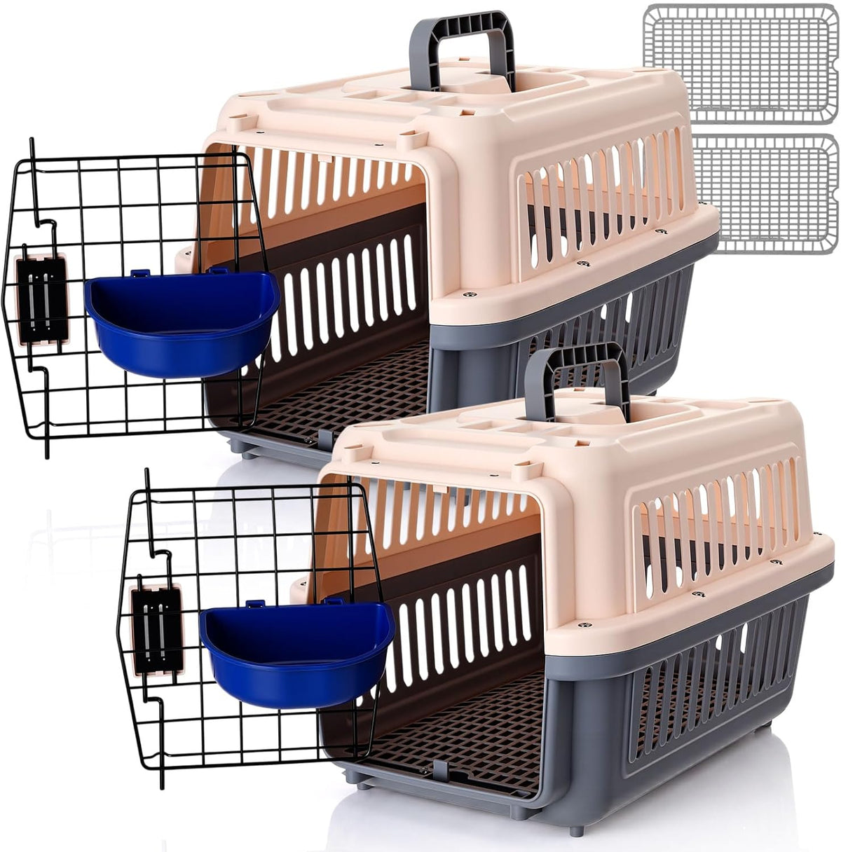 2 Set Small Cat Dog Travel Pet Carrier, 17.5" up to 13lbs, Brown