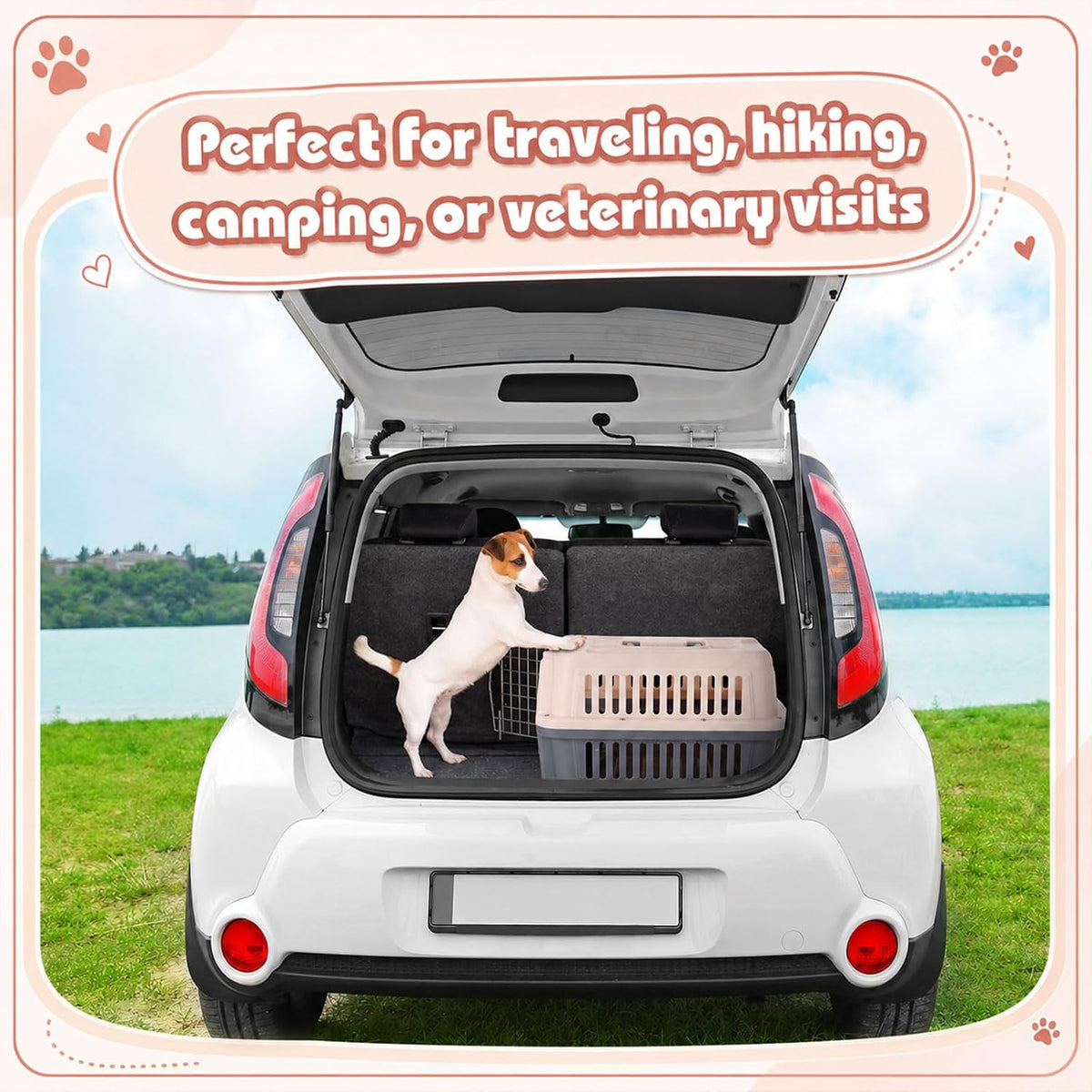 2 Set Small Cat Dog Travel Pet Carrier, 17.5" up to 13lbs, Brown