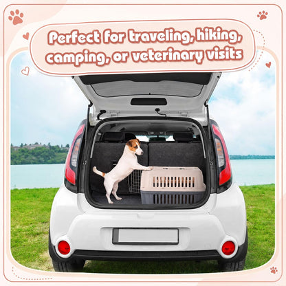 2 Set Small Cat Dog Travel Pet Carrier, 17.5" up to 13lbs, Brown
