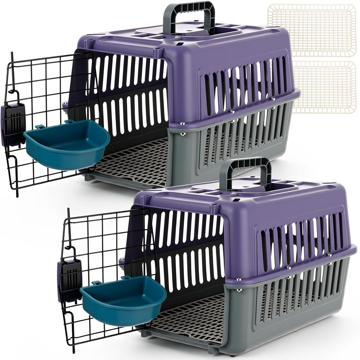 2 Set Small Cat Dog Travel Pet Carrier, 17.5" up to 13lbs, Brown