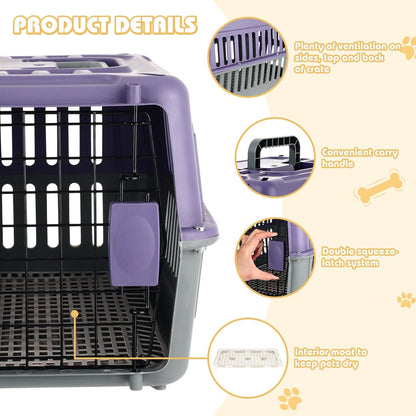 2 Set Small Cat Dog Travel Pet Carrier, 17.5" up to 13lbs, Brown