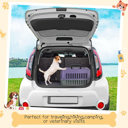 2 Set Small Cat Dog Travel Pet Carrier, 17.5" up to 13lbs, Brown