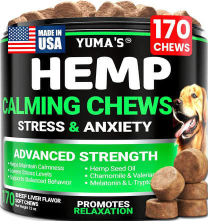 Hemp Calming Chews for Dogs - 170 Treats - Advanced Dog Calming Chews
