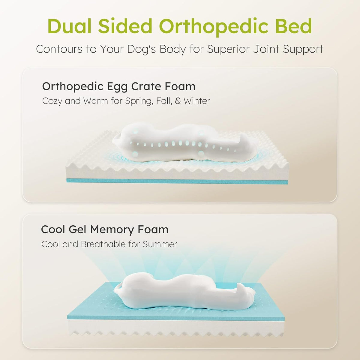 Extra Large Dog Bed, Orthopedic Dog Bed with Cooling Gel Memory Foam, Waterproof XL Pet Bed with Removable Washable Cover, 42" Pet Sofa Couch Dutch Velvet with Bone Toy, Light Gray