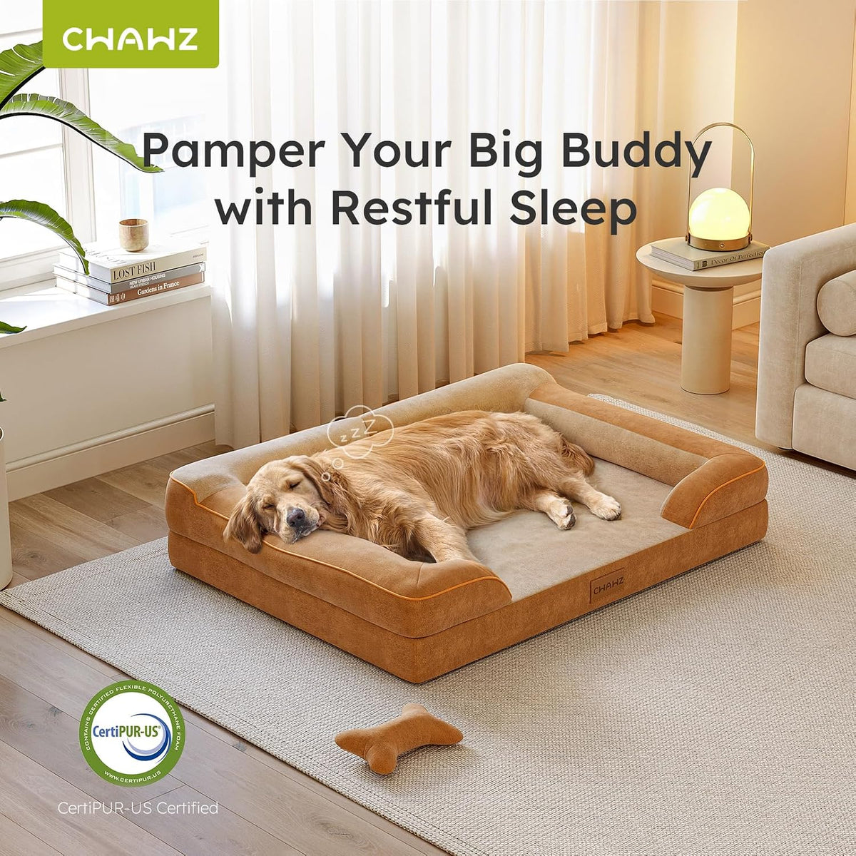 Extra Large Dog Bed, Orthopedic Dog Bed with Cooling Gel Memory Foam, Waterproof XL Pet Bed with Removable Washable Cover, 42" Pet Sofa Couch Dutch Velvet with Bone Toy, Light Gray