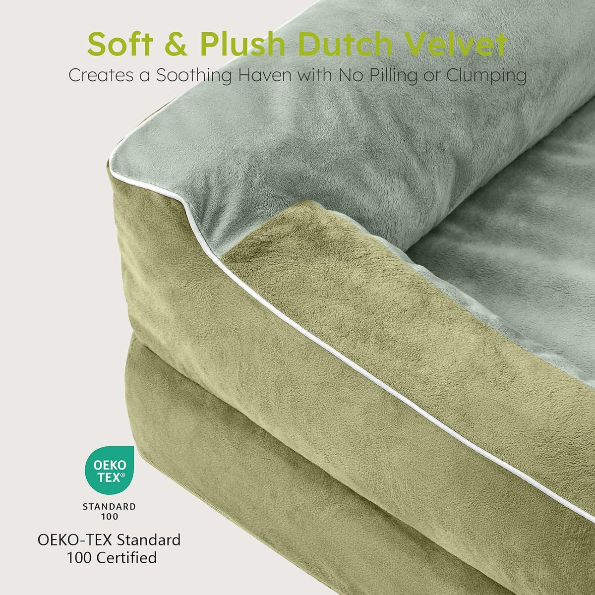 Extra Large Dog Bed, Orthopedic Dog Bed with Cooling Gel Memory Foam, Waterproof XL Pet Bed with Removable Washable Cover, 42" Pet Sofa Couch Dutch Velvet with Bone Toy, Light Gray