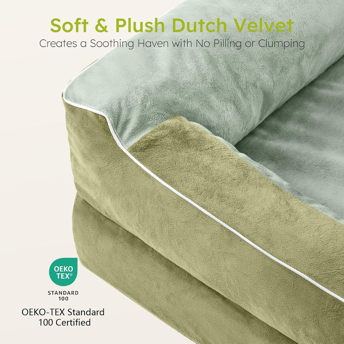 Extra Large Dog Bed, Orthopedic Dog Bed with Cooling Gel Memory Foam, Waterproof XL Pet Bed with Removable Washable Cover, 42" Pet Sofa Couch Dutch Velvet with Bone Toy, Light Gray