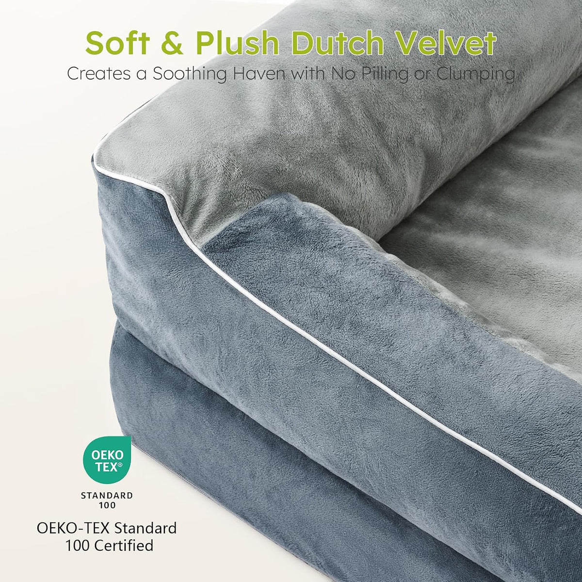 Extra Large Dog Bed, Orthopedic Dog Bed with Cooling Gel Memory Foam, Waterproof XL Pet Bed with Removable Washable Cover, 42" Pet Sofa Couch Dutch Velvet with Bone Toy, Light Gray