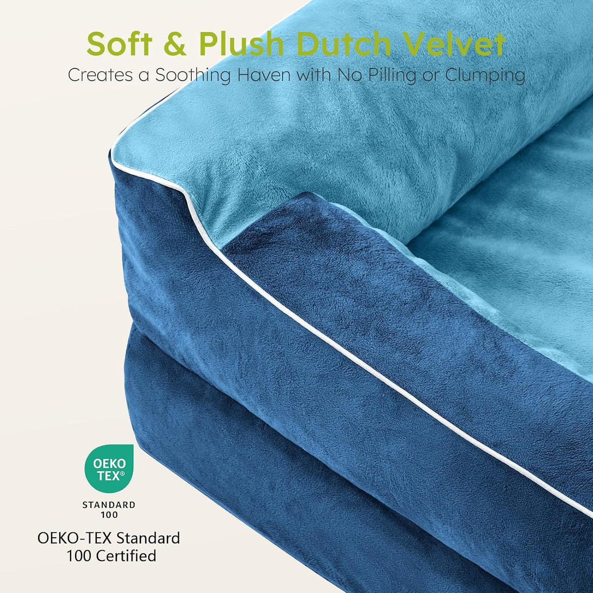Extra Large Dog Bed, Orthopedic Dog Bed with Cooling Gel Memory Foam, Waterproof XL Pet Bed with Removable Washable Cover, 42" Pet Sofa Couch Dutch Velvet with Bone Toy, Light Gray