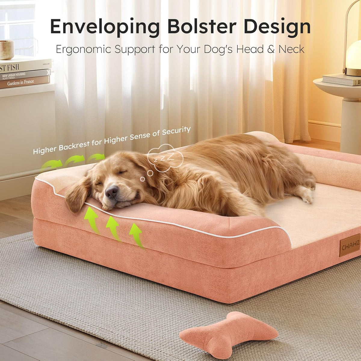 Extra Large Dog Bed, Orthopedic Dog Bed with Cooling Gel Memory Foam, Waterproof XL Pet Bed with Removable Washable Cover, 42" Pet Sofa Couch Dutch Velvet with Bone Toy, Light Gray