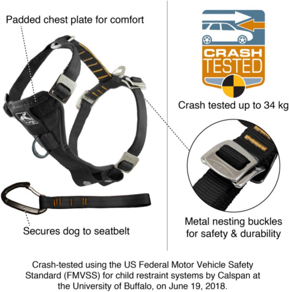 Enhanced Strength Tru-Fit Smart Harness, Black, Medium