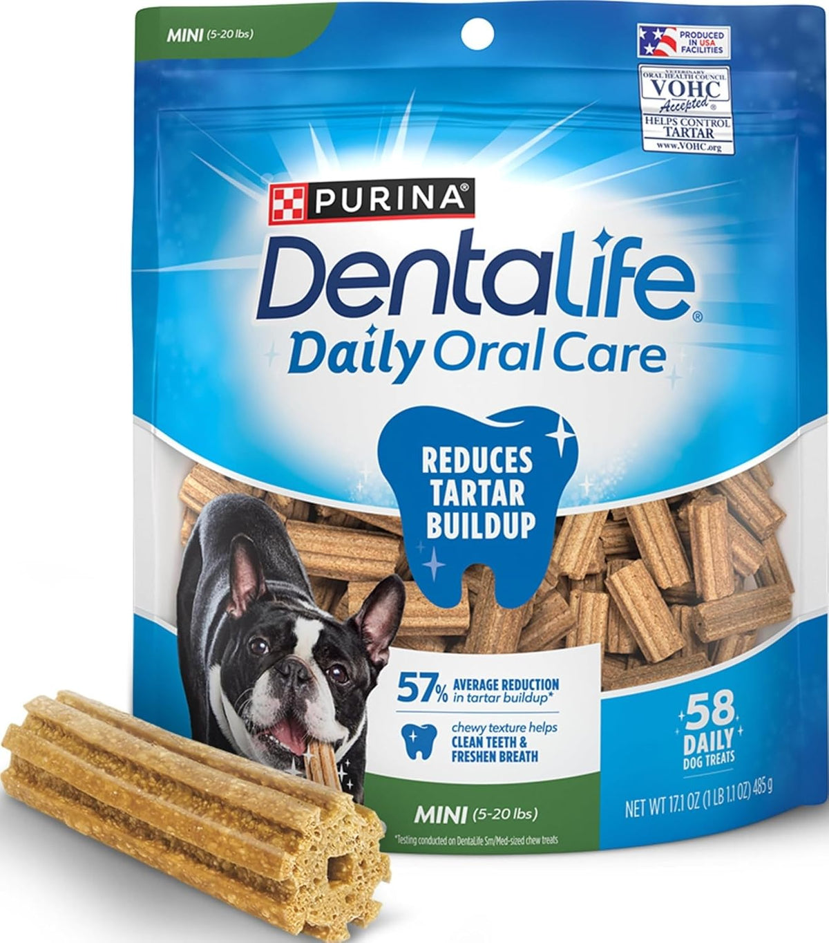 Purina Daily Oral Care Dental Dog Treats for Small Dogs, 58 ct