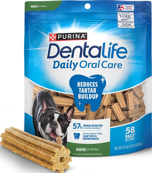 Purina Daily Oral Care Dental Dog Treats for Small Dogs, 58 ct