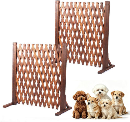 2PCS Expandable Garden Fence Instant Wooden Pet Gate