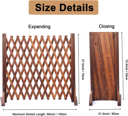 2PCS Expandable Garden Fence Instant Wooden Pet Gate