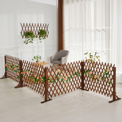 2PCS Expandable Garden Fence Instant Wooden Pet Gate