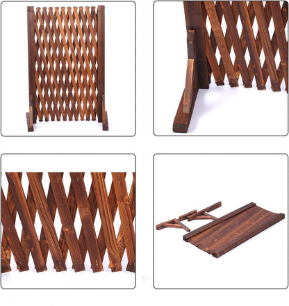 2PCS Expandable Garden Fence Instant Wooden Pet Gate