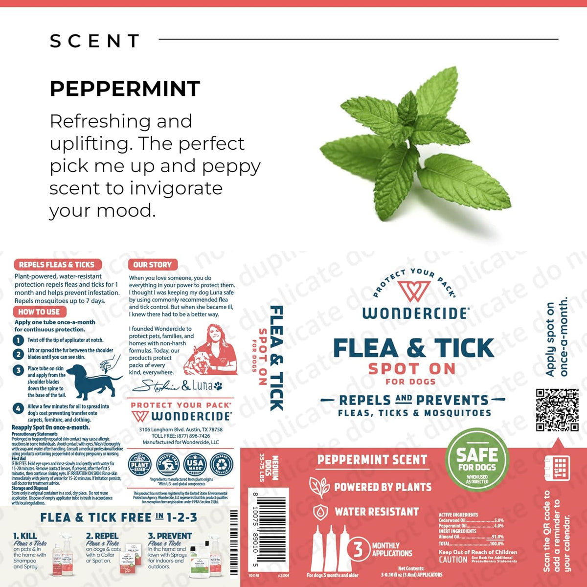 Flea Tick & Mosquito Dog Spot On - Large 3 Tubes of 0.17 oz