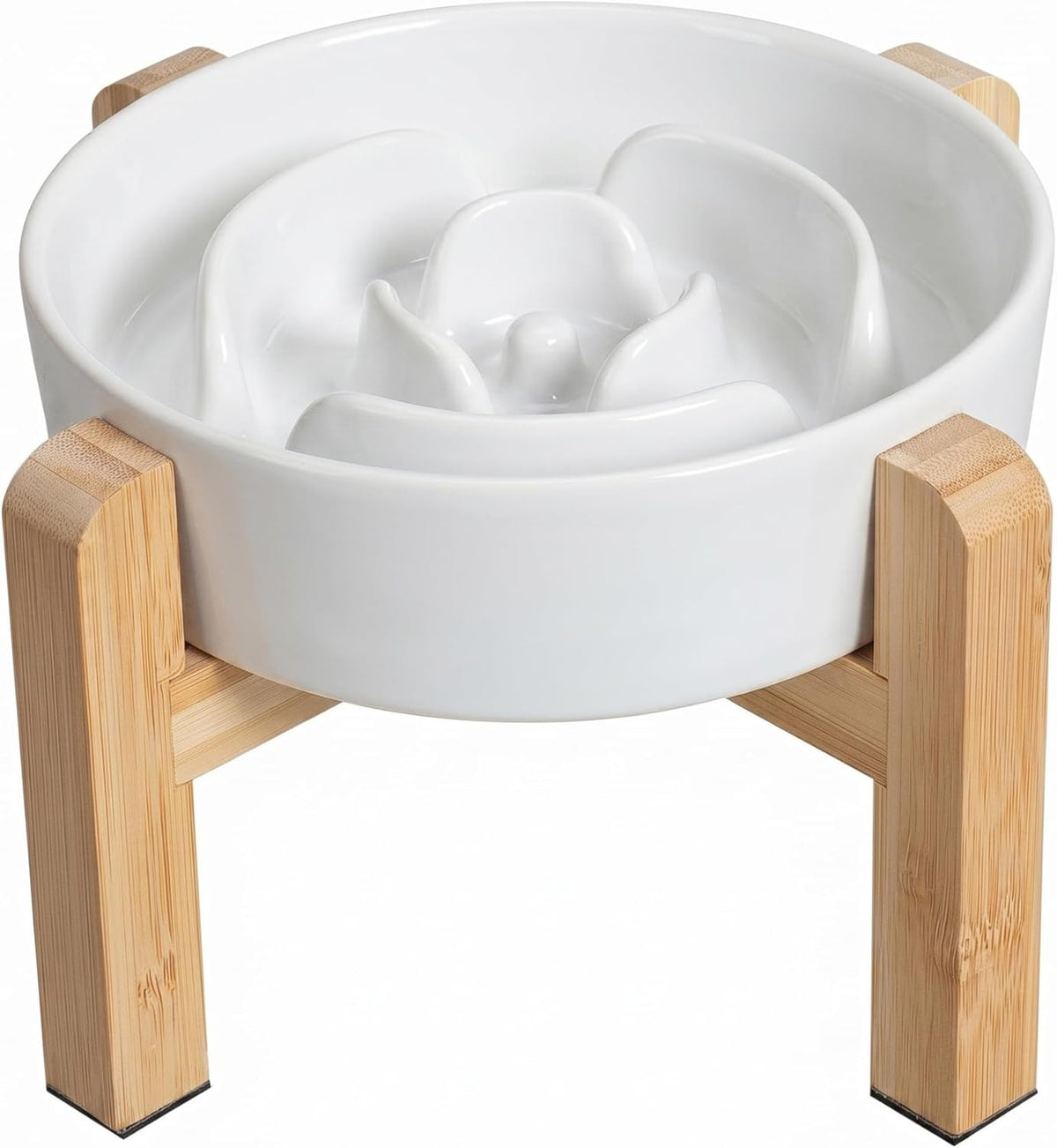 Elevated Slow Feeder Dog Bowl, 6.7" Ceramic Maze Dog Bowl with Stand