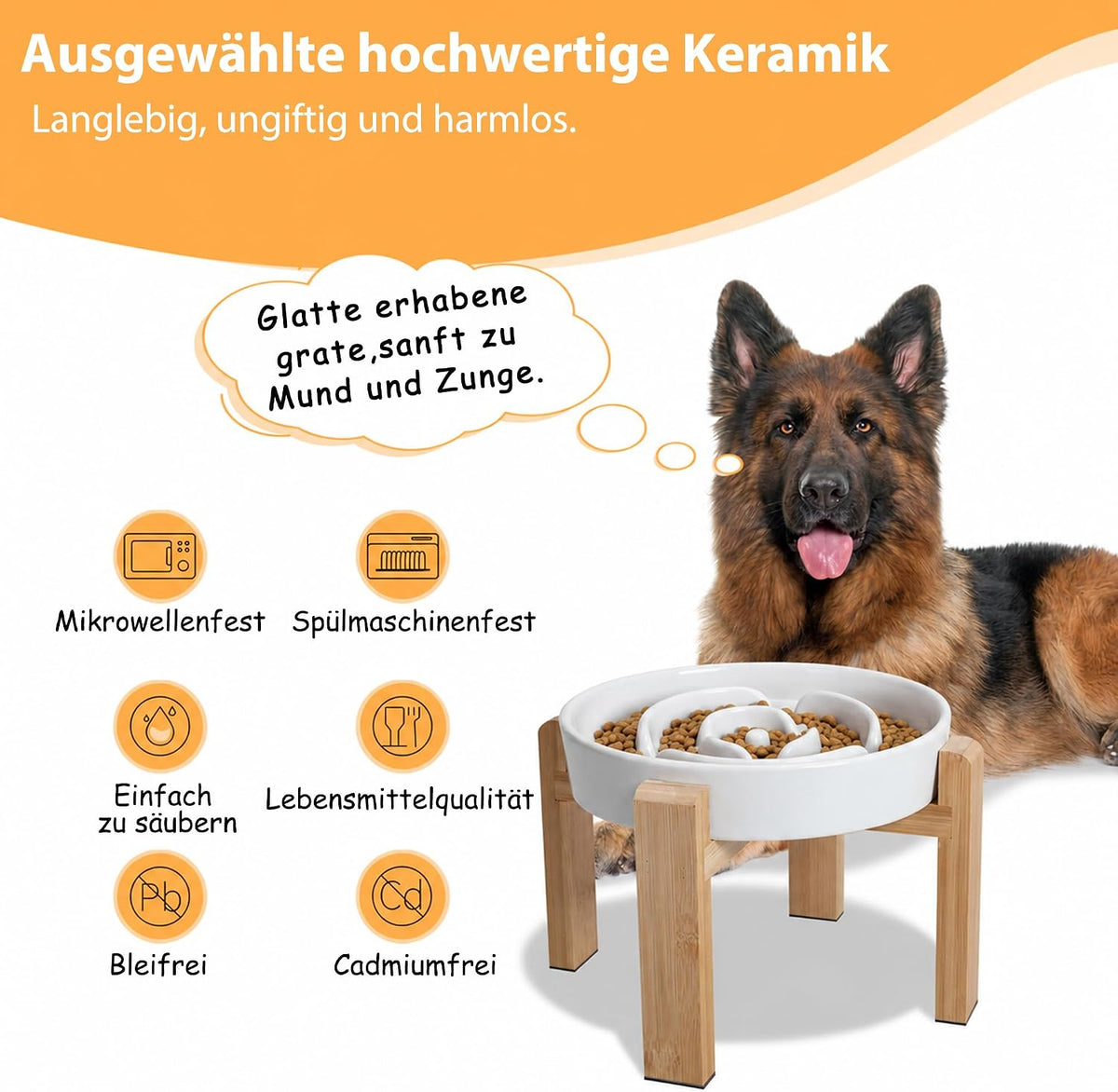 Elevated Slow Feeder Dog Bowl, 6.7" Ceramic Maze Dog Bowl with Stand