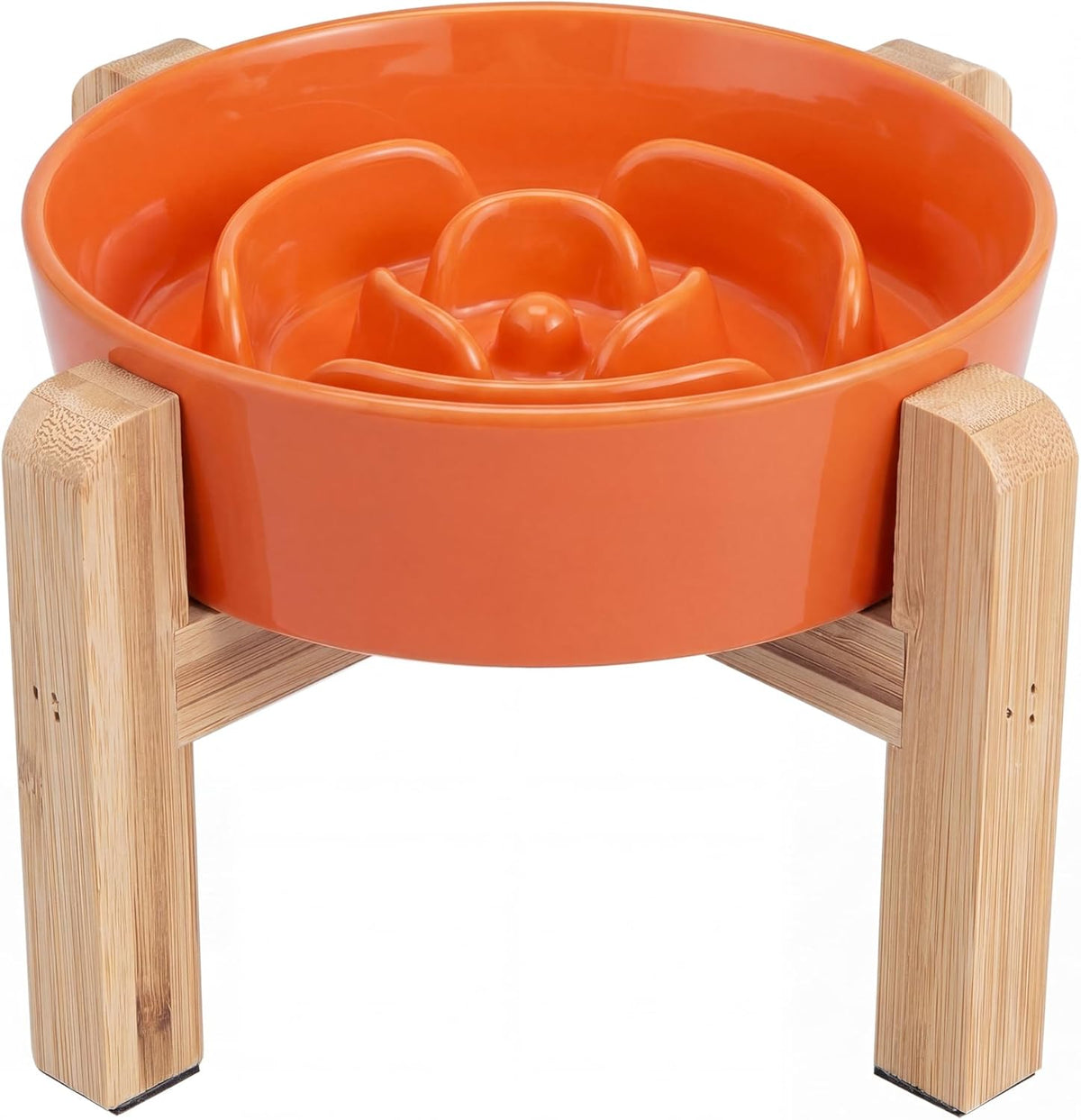 Elevated Slow Feeder Dog Bowl, 6.7" Ceramic Maze Dog Bowl with Stand