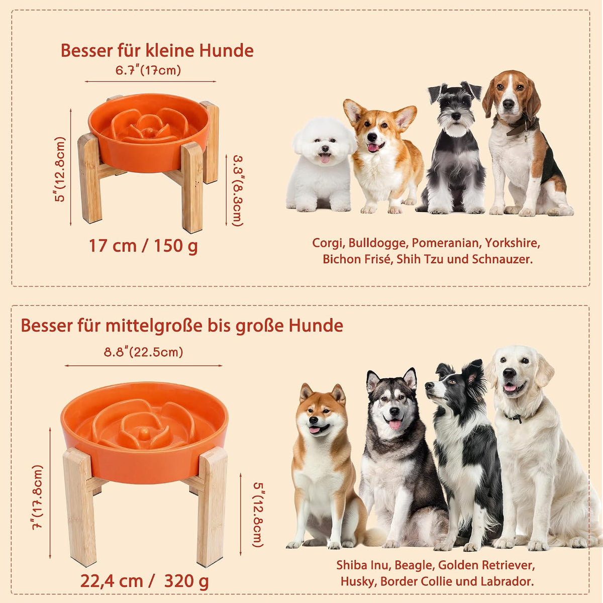 Elevated Slow Feeder Dog Bowl, 6.7" Ceramic Maze Dog Bowl with Stand