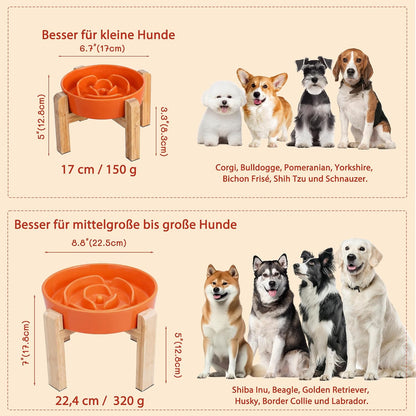 Elevated Slow Feeder Dog Bowl, 6.7" Ceramic Maze Dog Bowl with Stand