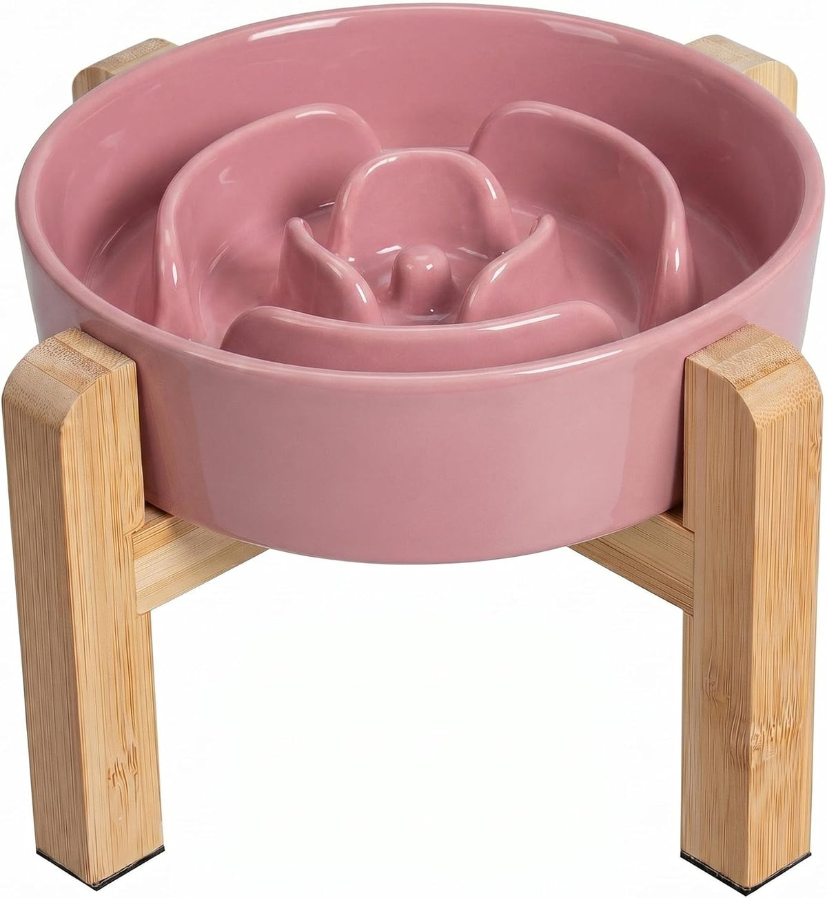 Elevated Slow Feeder Dog Bowl, 6.7" Ceramic Maze Dog Bowl with Stand