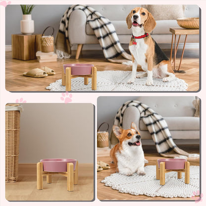 Elevated Slow Feeder Dog Bowl, 6.7" Ceramic Maze Dog Bowl with Stand
