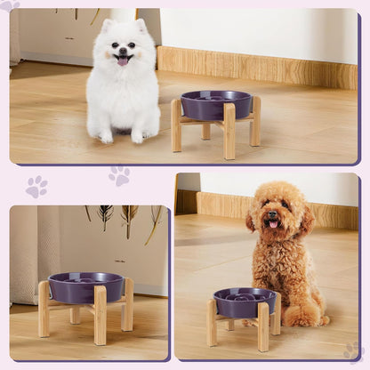 Elevated Slow Feeder Dog Bowl, 6.7" Ceramic Maze Dog Bowl with Stand