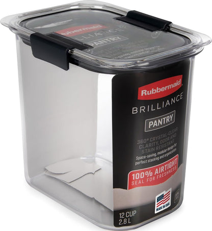 Brilliance 16-Cup Airtight Food Storage Container with Lid Clear/Grey - optimal for pantry organization flour sugar and food storage