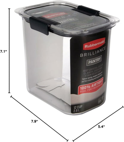 Brilliance 16-Cup Airtight Food Storage Container with Lid Clear/Grey - optimal for pantry organization flour sugar and food storage