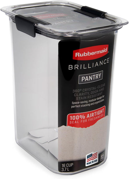 Brilliance 16-Cup Airtight Food Storage Container with Lid Clear/Grey - optimal for pantry organization flour sugar and food storage