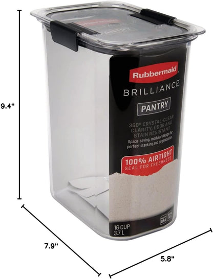 Brilliance 16-Cup Airtight Food Storage Container with Lid Clear/Grey - optimal for pantry organization flour sugar and food storage