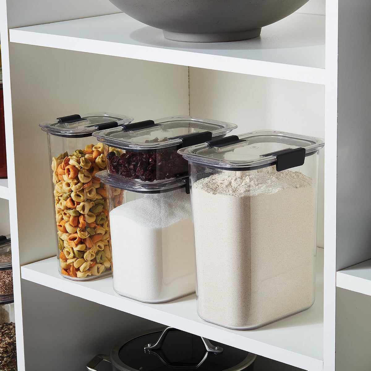 Brilliance 16-Cup Airtight Food Storage Container with Lid Clear/Grey - optimal for pantry organization flour sugar and food storage