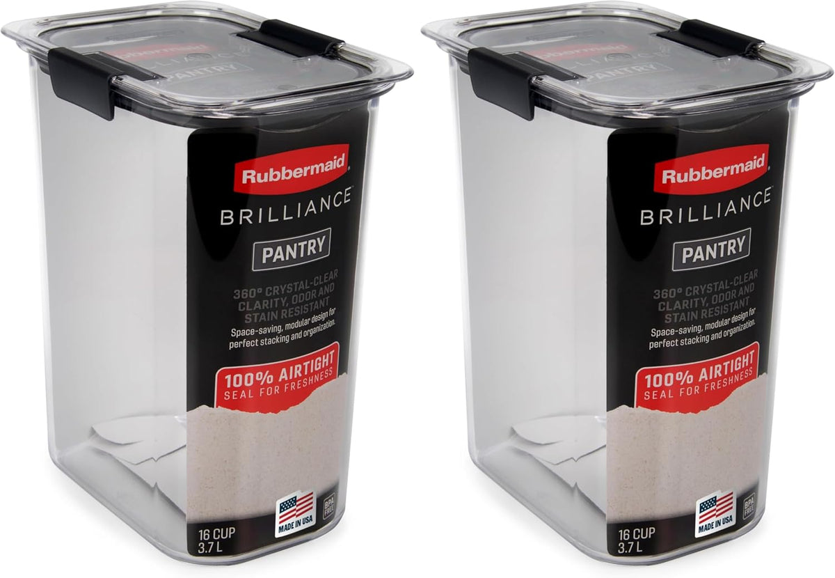 Brilliance 16-Cup Airtight Food Storage Container with Lid Clear/Grey - optimal for pantry organization flour sugar and food storage