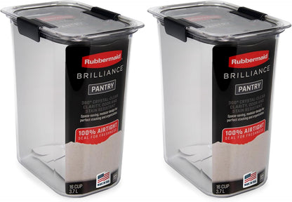 Brilliance 16-Cup Airtight Food Storage Container with Lid Clear/Grey - optimal for pantry organization flour sugar and food storage