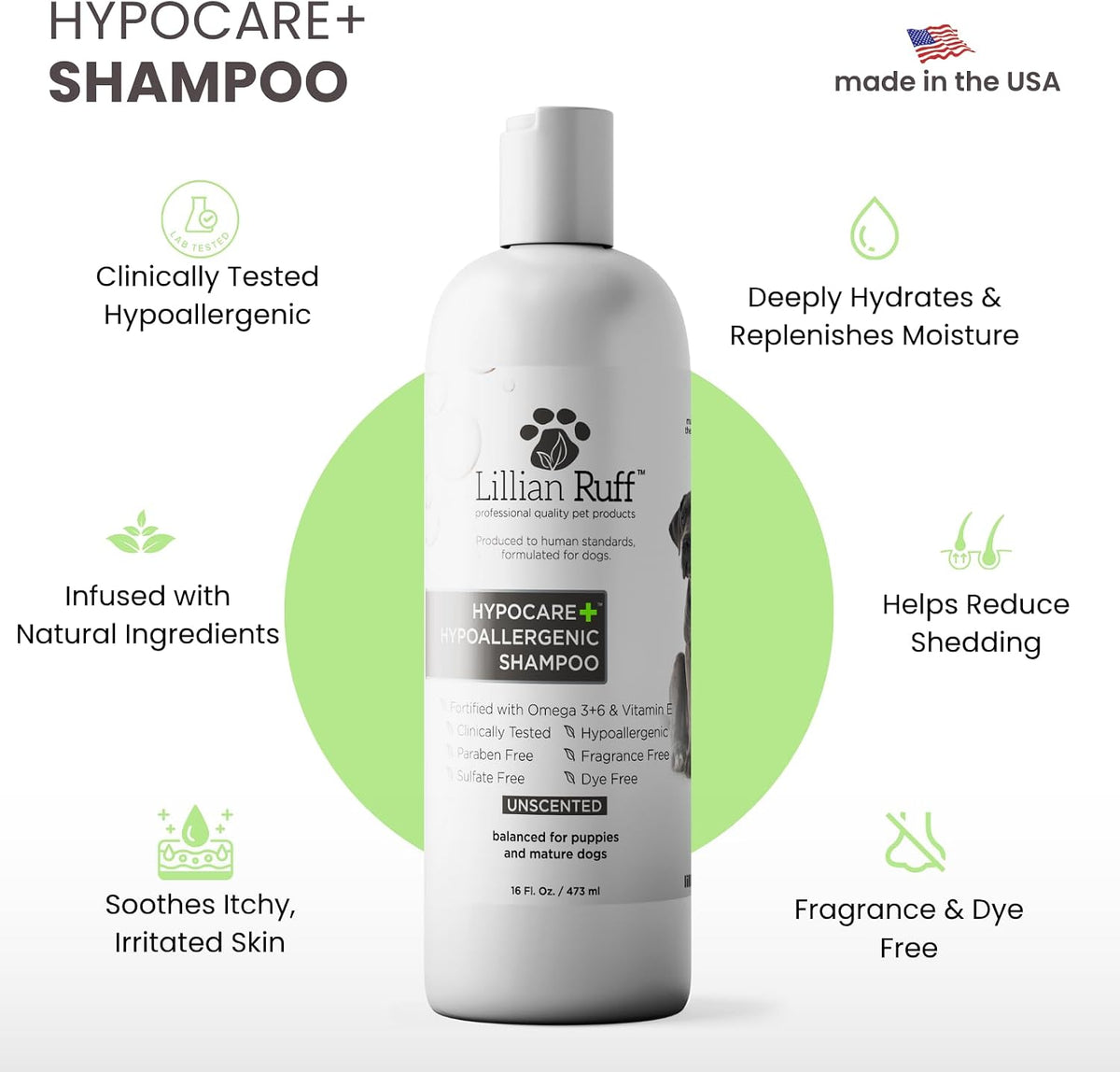 PRO Formula Deodorizing Oatmeal Dog Shampoo - Calms Itching & Allergies, Ultra-Nourishing Dry Skin Relief - Oatmeal, Aloe, Coconut Oil, Lavender & Provitamin B5 - Made in USA 16oz+Brush