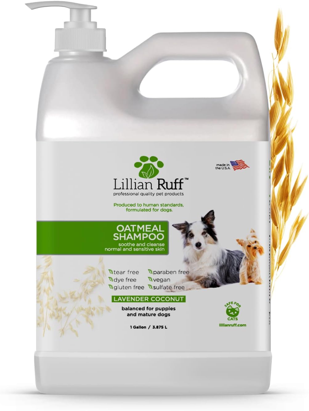 PRO Formula Deodorizing Oatmeal Dog Shampoo - Calms Itching & Allergies, Ultra-Nourishing Dry Skin Relief - Oatmeal, Aloe, Coconut Oil, Lavender & Provitamin B5 - Made in USA 16oz+Brush