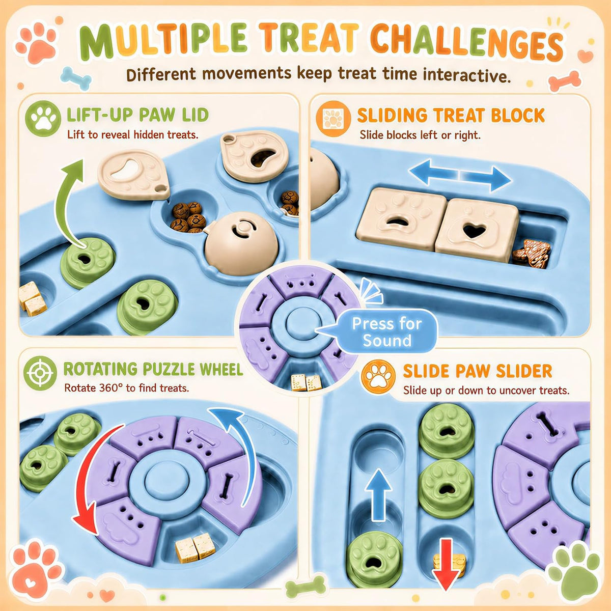 Interactive Dog Puzzle Toys for Smart Dogs - Mental Stimulation Puzzle Toys for Small & Medium Dogs, Treat Dispensing Dog Enrichment Toys for Beginner Dogs