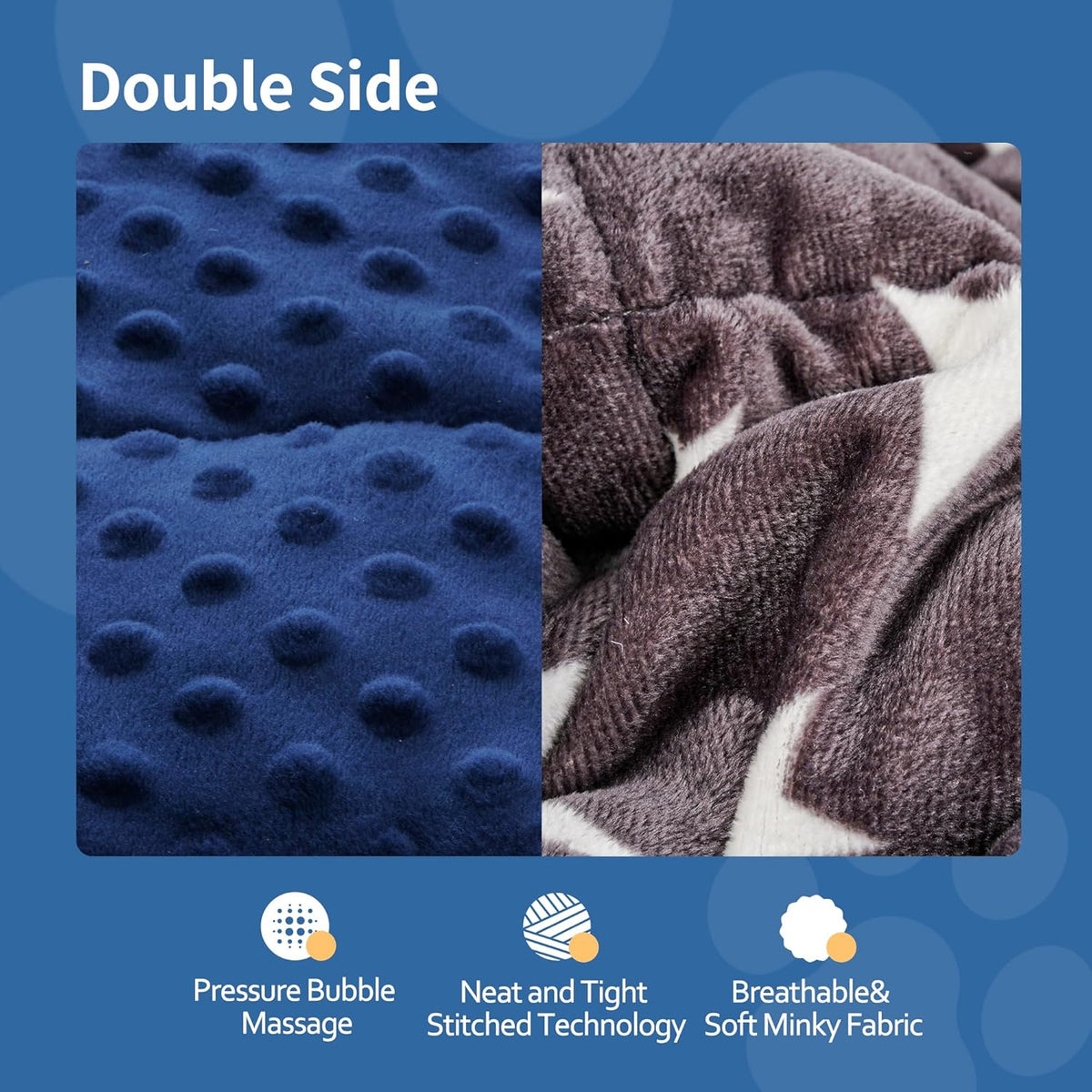 Weighted Blanket for Pets | Thunder Blanket for Dogs Anxiety | Premium Soft Minky | Relaxation & Calming & Anti Anxiety | Used in Car, Bed, Couch | Blue Grey Star, Washable Small (24"x32")