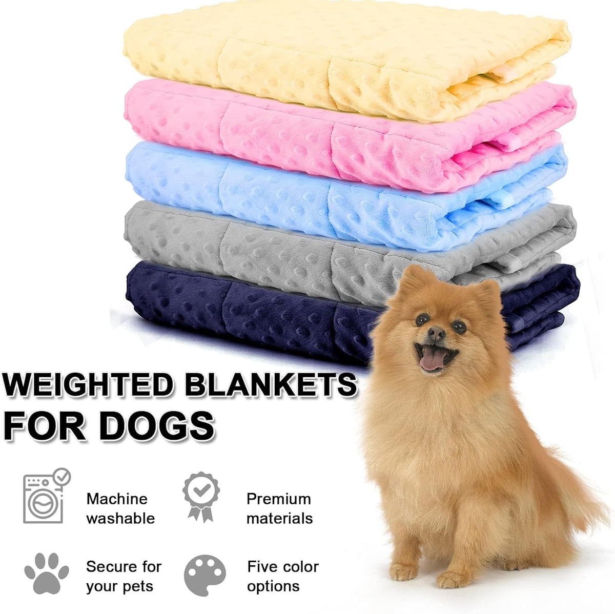 Weighted Blanket for Pets | Thunder Blanket for Dogs Anxiety | Premium Soft Minky | Relaxation & Calming & Anti Anxiety | Used in Car, Bed, Couch | Blue Grey Star, Washable Small (24"x32")