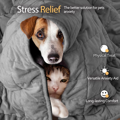 Weighted Blanket for Pets | Thunder Blanket for Dogs Anxiety | Premium Soft Minky | Relaxation & Calming & Anti Anxiety | Used in Car, Bed, Couch | Blue Grey Star, Washable Small (24"x32")
