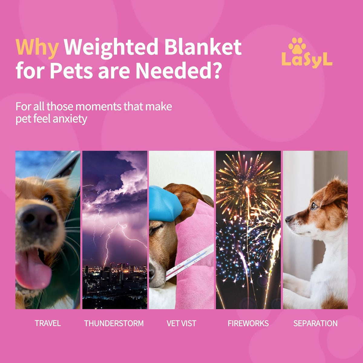 Weighted Blanket for Pets | Thunder Blanket for Dogs Anxiety | Premium Soft Minky | Relaxation & Calming & Anti Anxiety | Used in Car, Bed, Couch | Blue Grey Star, Washable Small (24"x32")