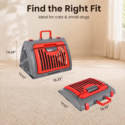 Foldable Portable Pet Carrier, Cat Carrier with Opening Door