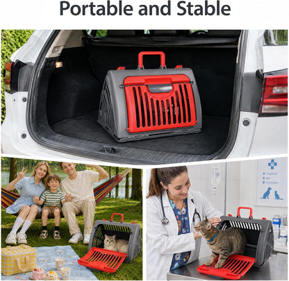 Foldable Portable Pet Carrier, Cat Carrier with Opening Door